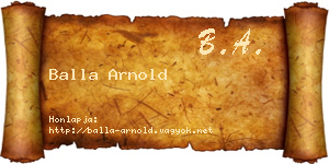 Balla Arnold névjegykártya